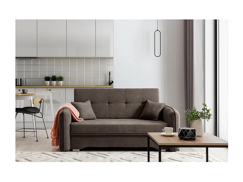Canapé convertible 2 places SORAYA en tissu - Marron