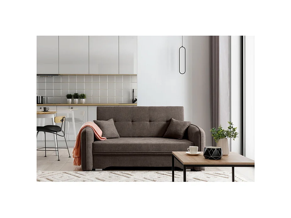 Canapé convertible 2 places SORAYA en tissu - Marron