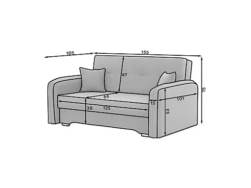 Canapé convertible 2 places SORAYA en tissu - Marron