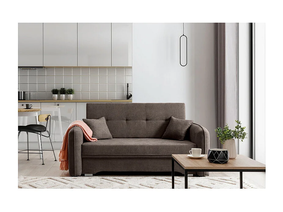 Canapé convertible 2 places SORAYA en tissu - Marron