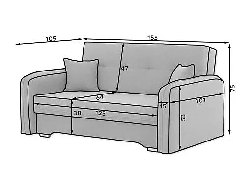 Canapé convertible 2 places SORAYA en tissu - Marron