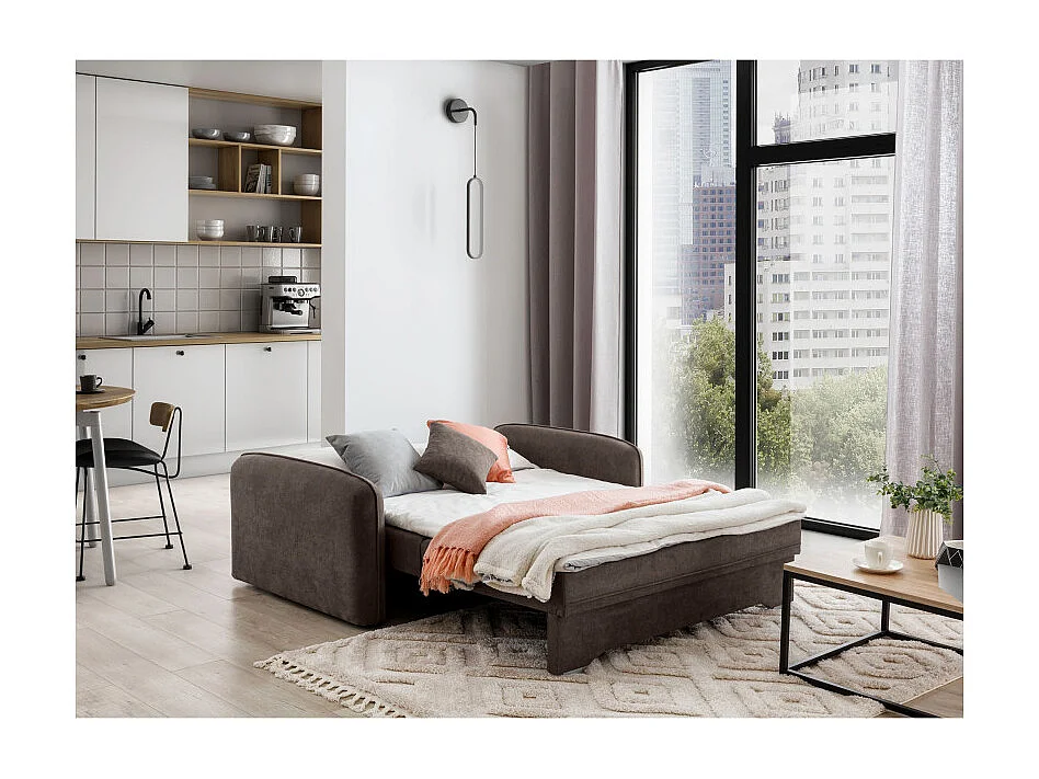 Canapé convertible 2 places SORAYA en tissu - Marron