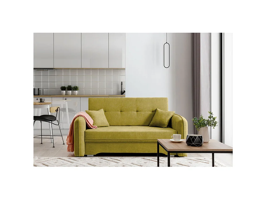 Canapé convertible 2 places SORAYA en tissu - Jaune