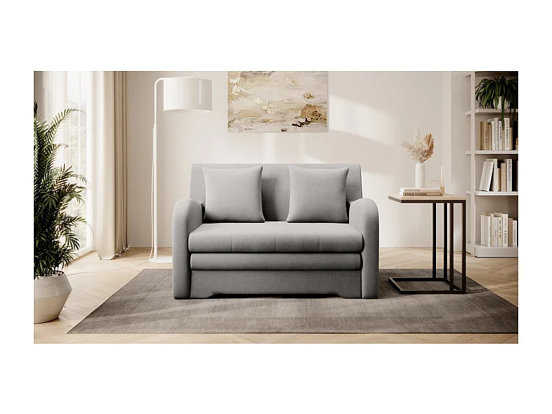 Canapé convertible 2 places SELMA en tissu - Gris clair
