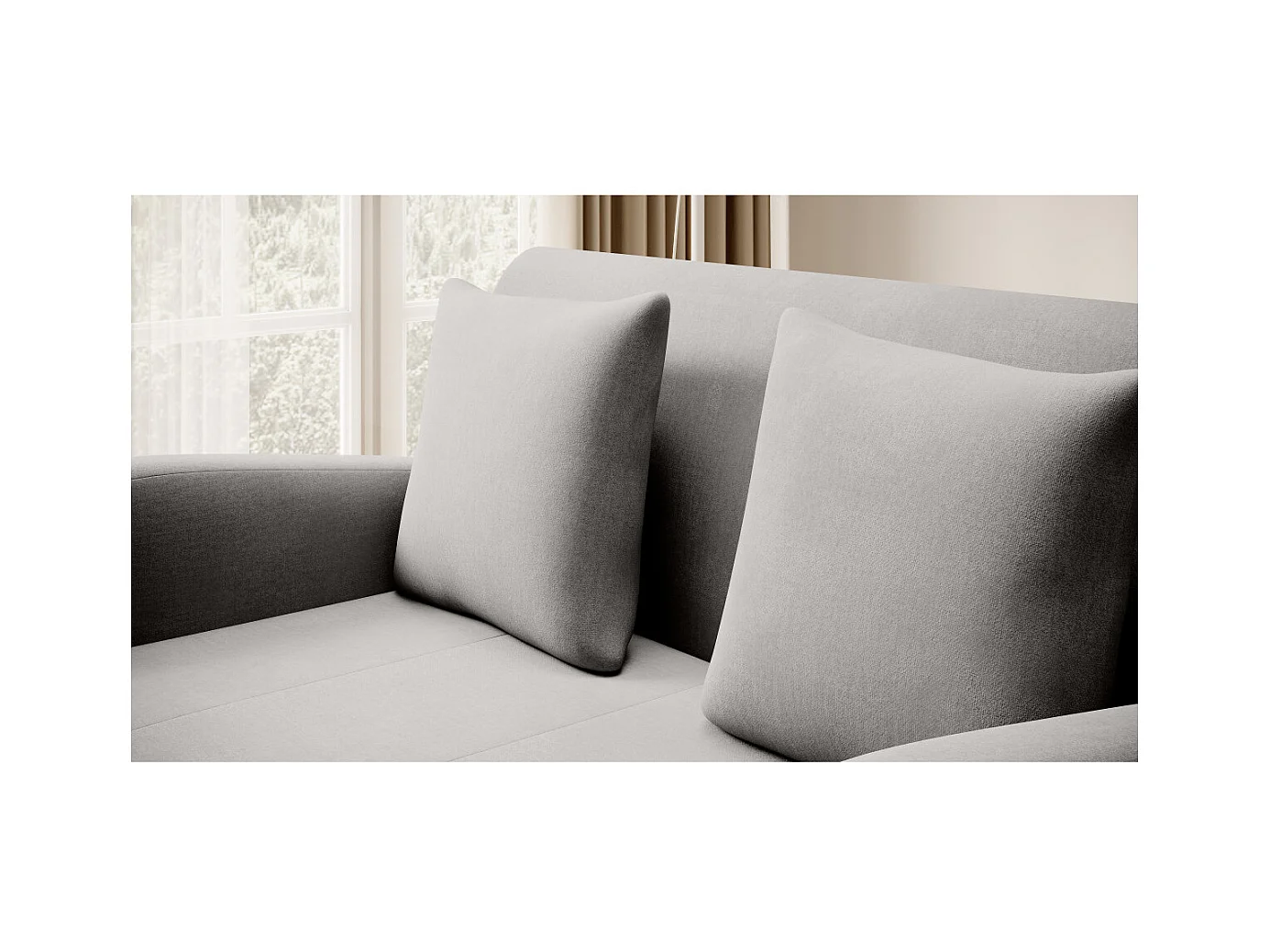 Canapé convertible 2 places SELMA en tissu - Gris clair