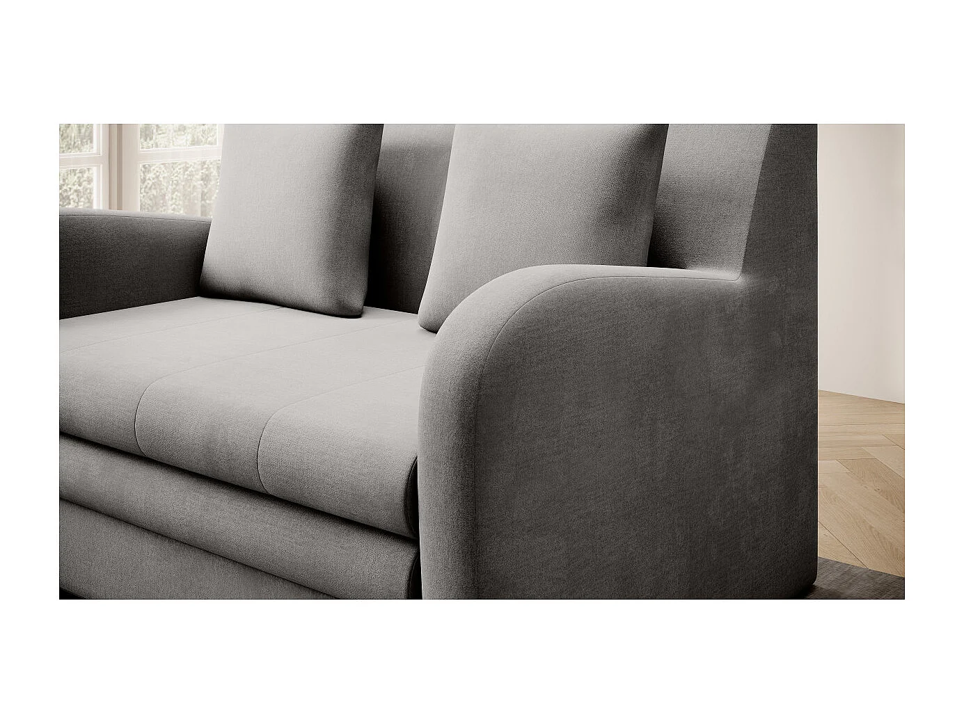 Canapé convertible 2 places SELMA en tissu - Gris clair