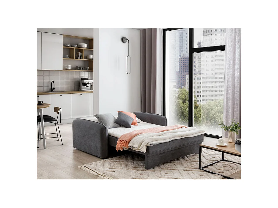 Canapé convertible 2 places SORAYA en tissu - Gris clair
