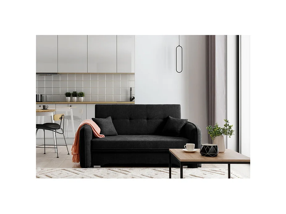 Canapé convertible 2 places SORAYA en tissu - Gris anthracite