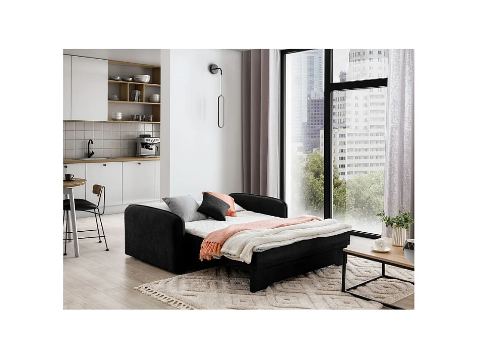 Canapé convertible 2 places SORAYA en tissu - Gris anthracite