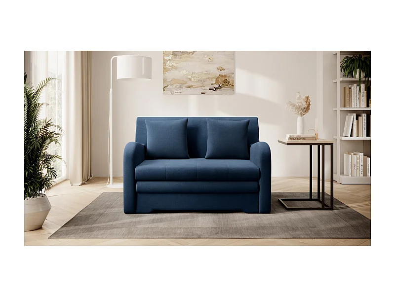 Canapé convertible 2 places SELMA en tissu - Bleu