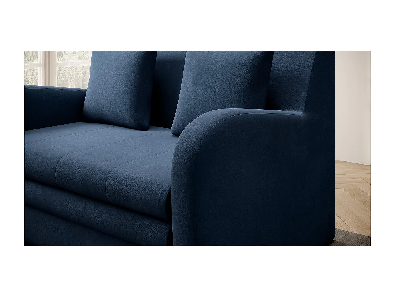 Canapé convertible 2 places SELMA en tissu - Bleu