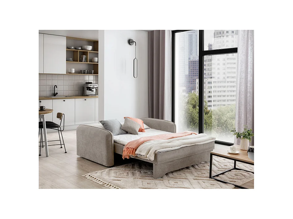 Canapé convertible 2 places SORAYA en tissu - Beige