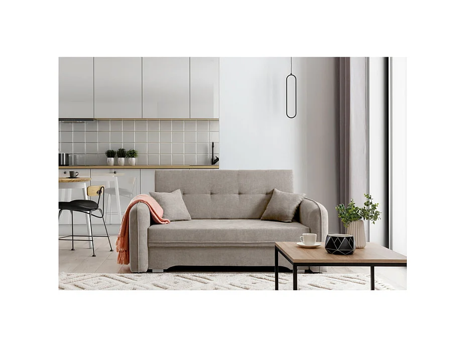 Canapé convertible 2 places SORAYA en tissu - Beige