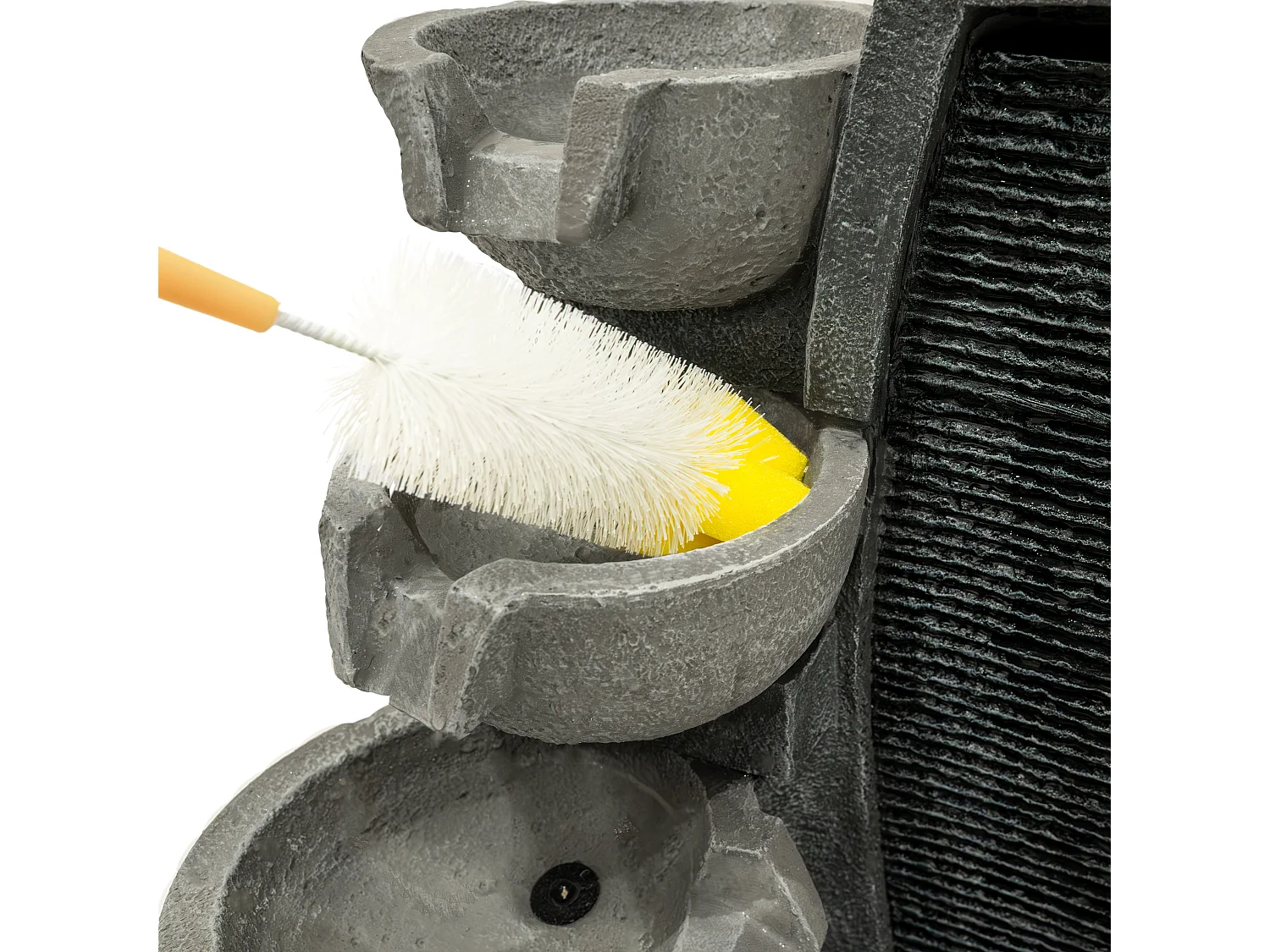 Kaskadierende Outdoor-Wasseranlage – Elektrischer Gartenbrunnen in Grau – 5 warmweiße LED-Leuchten – Sleek Streams