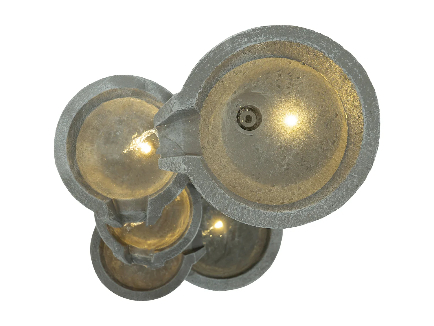 Fontana Cascata da Esterno in Poliresina Grigia con 5 Luci LED Bianche Calde, Pompa Elettrica, Cavo da 7m – Sleek Streams + Spazzola per Pulizia Inclusa