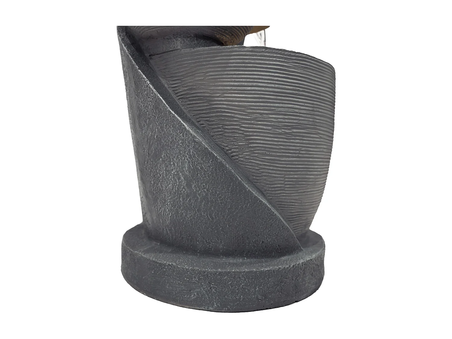 Fontana Cascata da Esterno in Poliresina Grigia con 4 Luci LED Bianche Calde, Pompa Elettrica, Cavo da 7m – Illusion Lagoon + Spazzola per Pulizia Inclusa