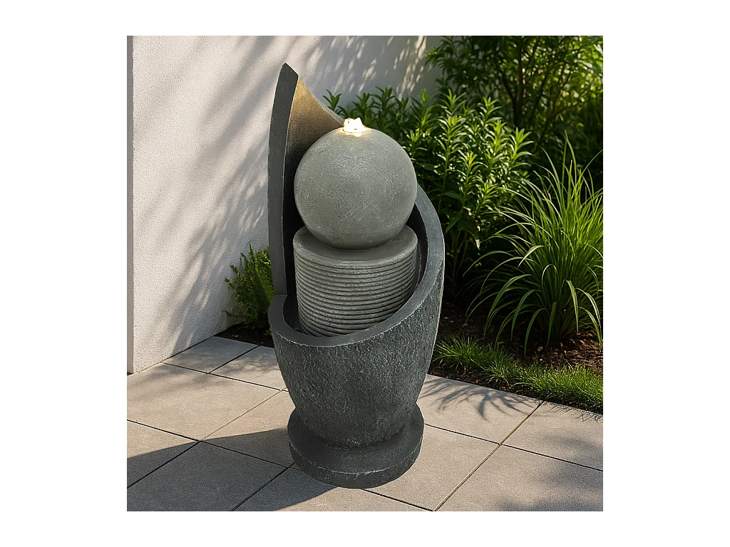 Fontaine de Jardin Zen Cascade Avec Éclairage LED