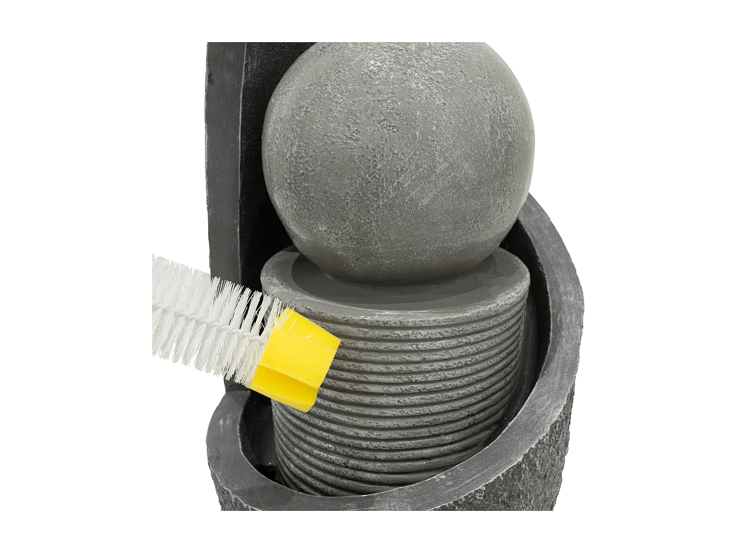 Fontana Cascata da Esterno in Poliresina Grigia con Sfera LED Bianca Calda, Pompa Elettrica, Cavo da 7m – Zen Cascade + Spazzola per Pulizia Inclusa