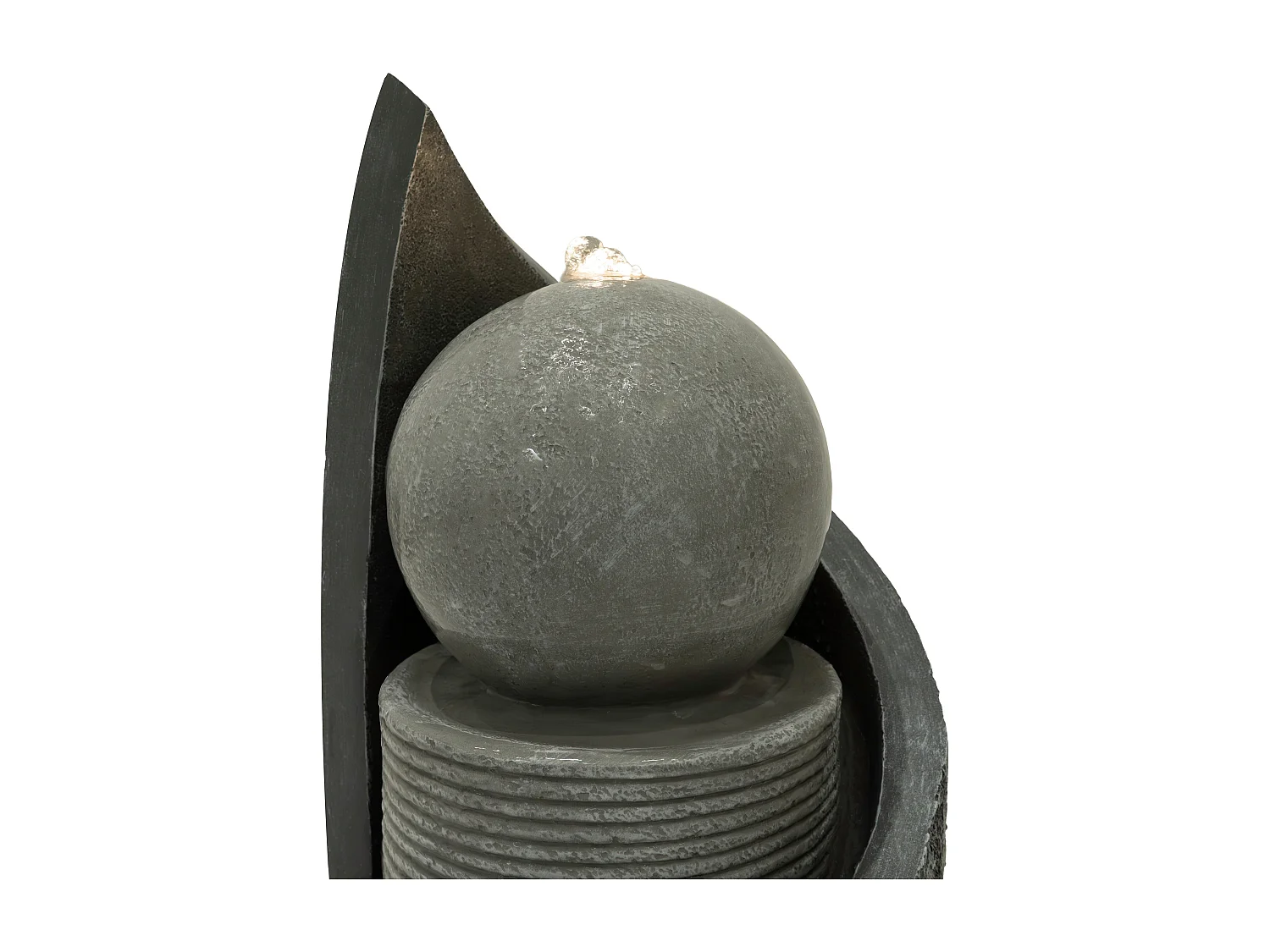 Fontana Cascata da Esterno in Poliresina Grigia con Sfera LED Bianca Calda, Pompa Elettrica, Cavo da 7m – Zen Cascade + Spazzola per Pulizia Inclusa