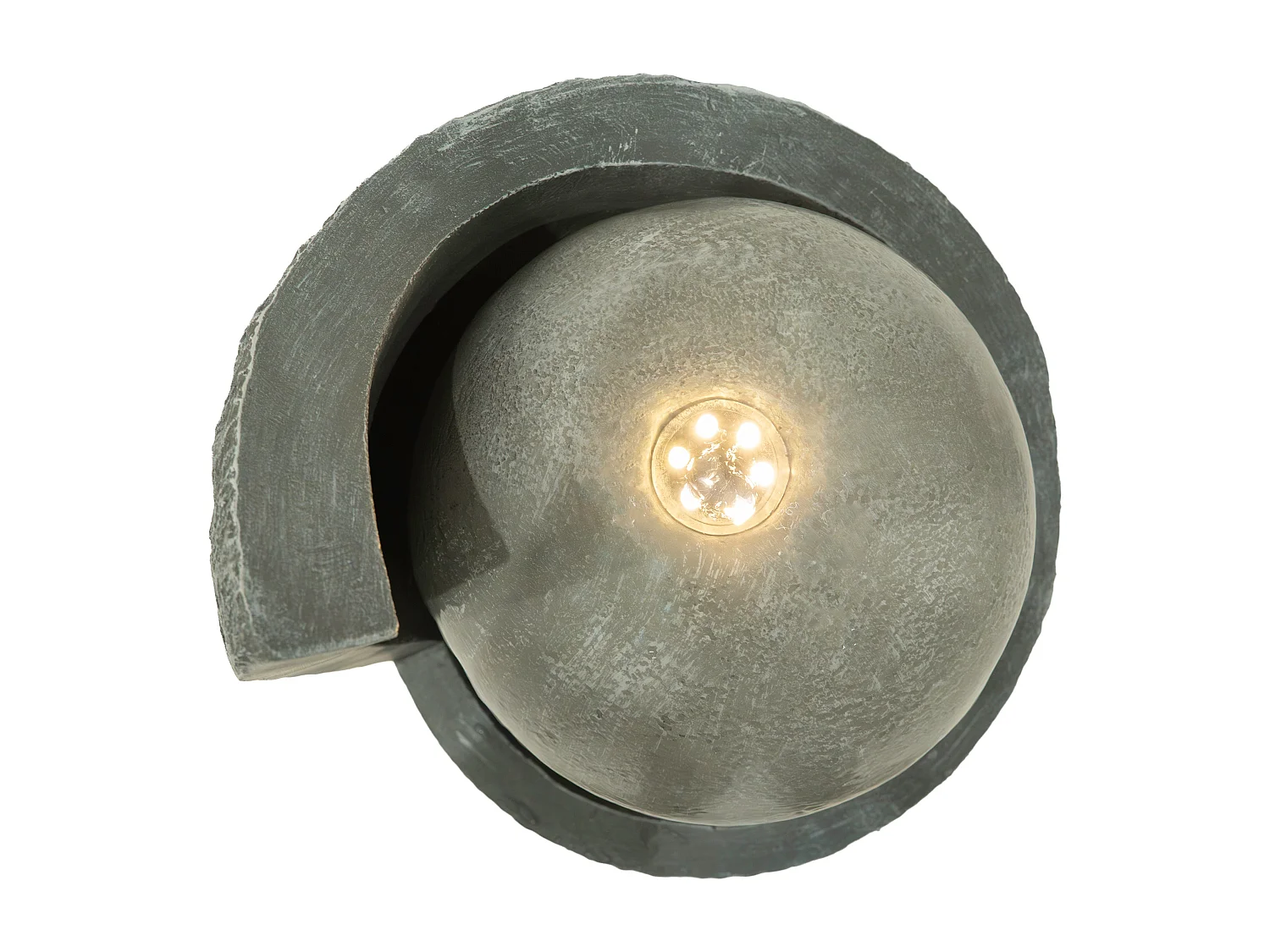 Fontana Cascata da Esterno in Poliresina Grigia con Sfera LED Bianca Calda, Pompa Elettrica, Cavo da 7m – Zen Cascade + Spazzola per Pulizia Inclusa