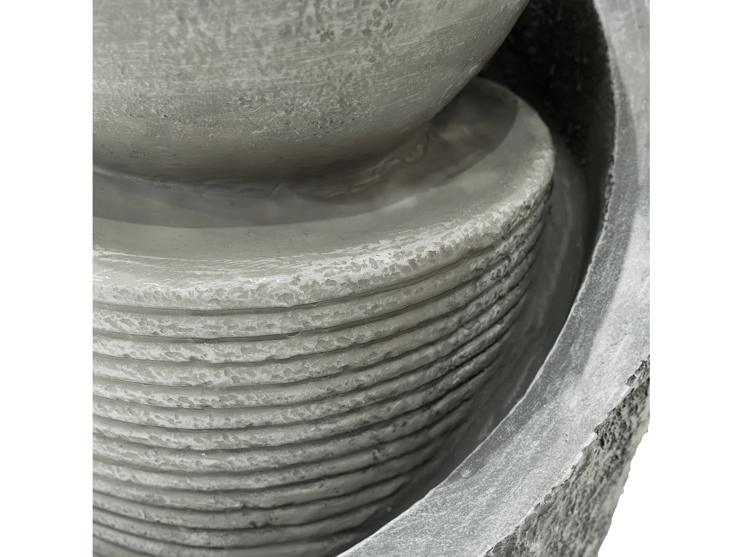 Fontana Cascata da Esterno in Poliresina Grigia con Sfera LED Bianca Calda, Pompa Elettrica, Cavo da 7m – Zen Cascade + Spazzola per Pulizia Inclusa