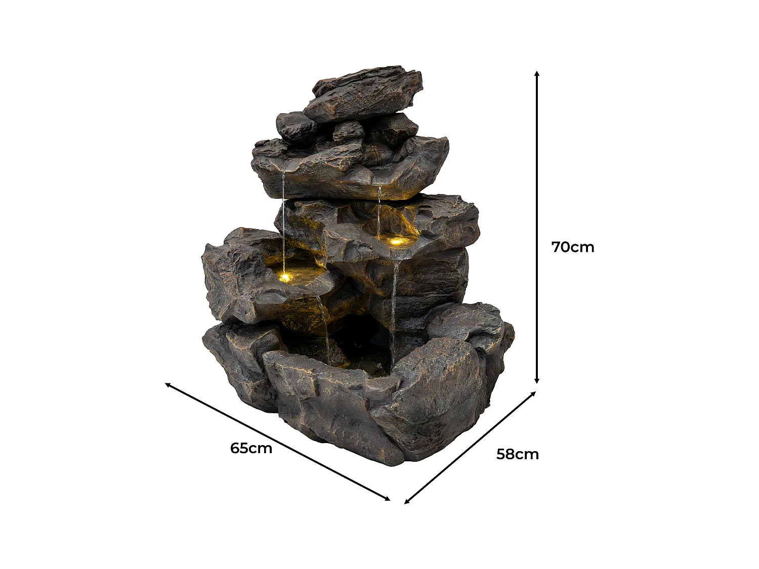 Fontaine de Jardin Rustic Rapids Avec Éclairage LED