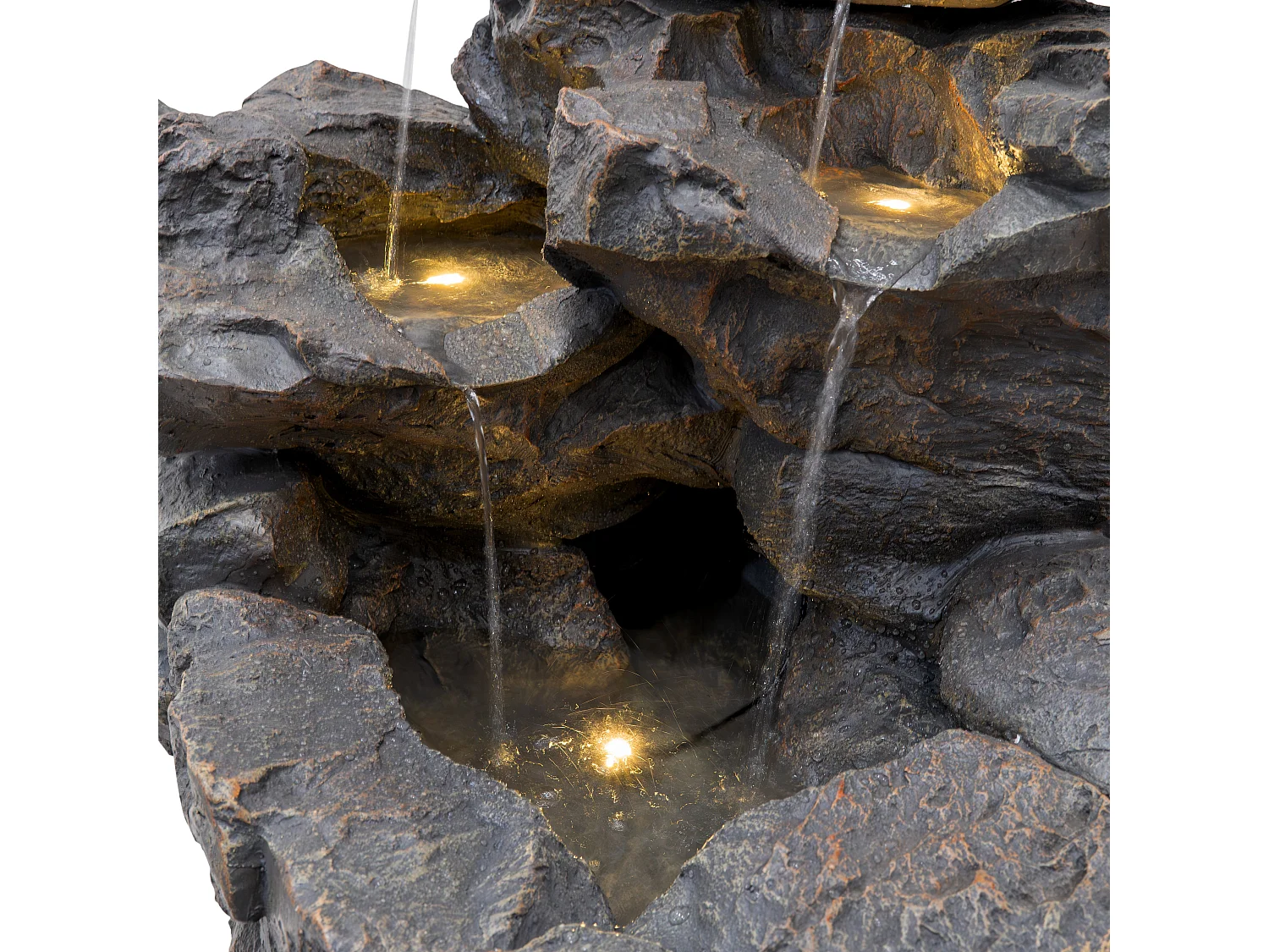 Fontaine de Jardin Cascade Électrique « Rustic Rapids » Extérieure LED Pompe