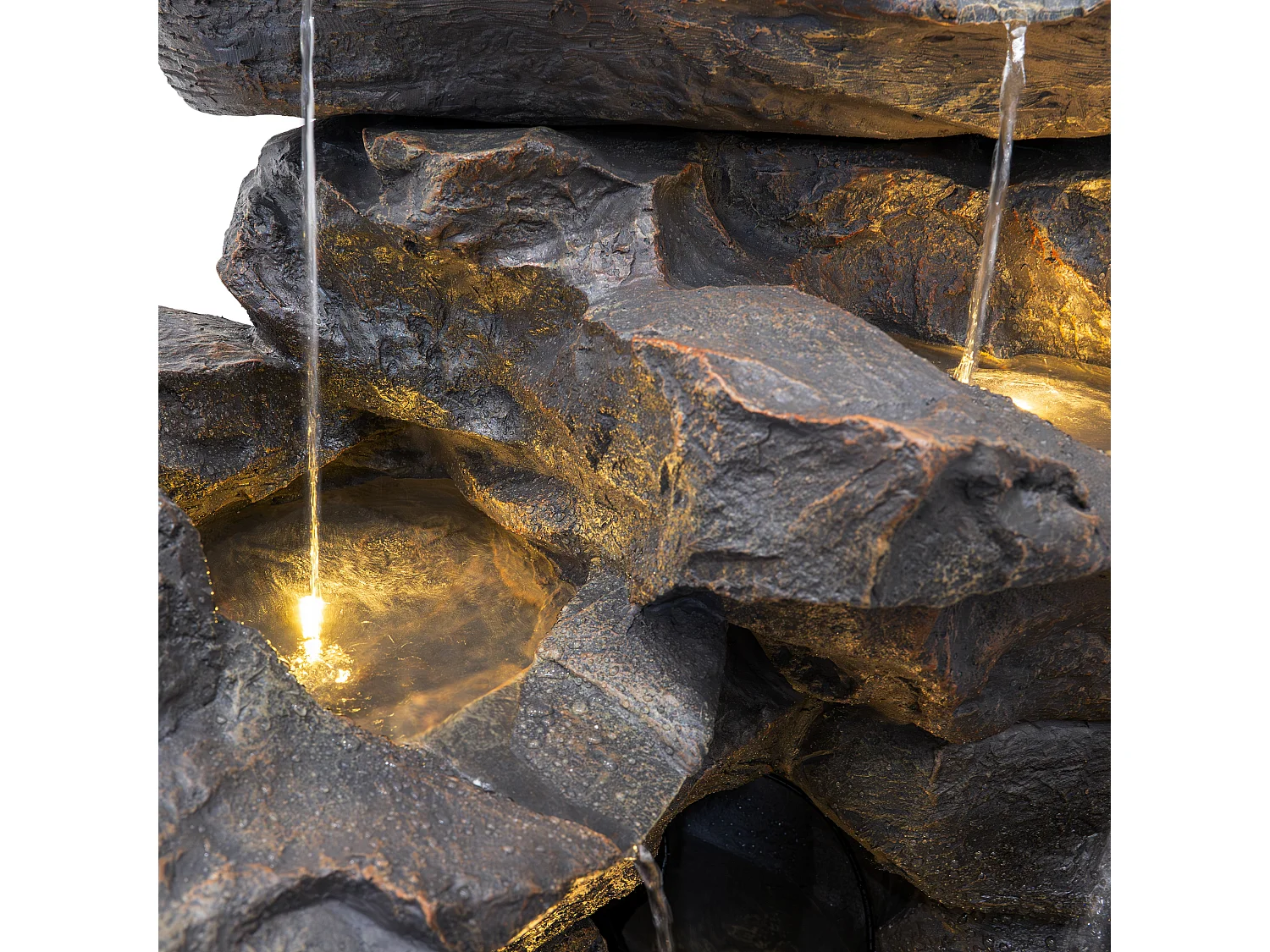 Fontaine de Jardin Cascade Électrique « Rustic Rapids » Extérieure LED Pompe