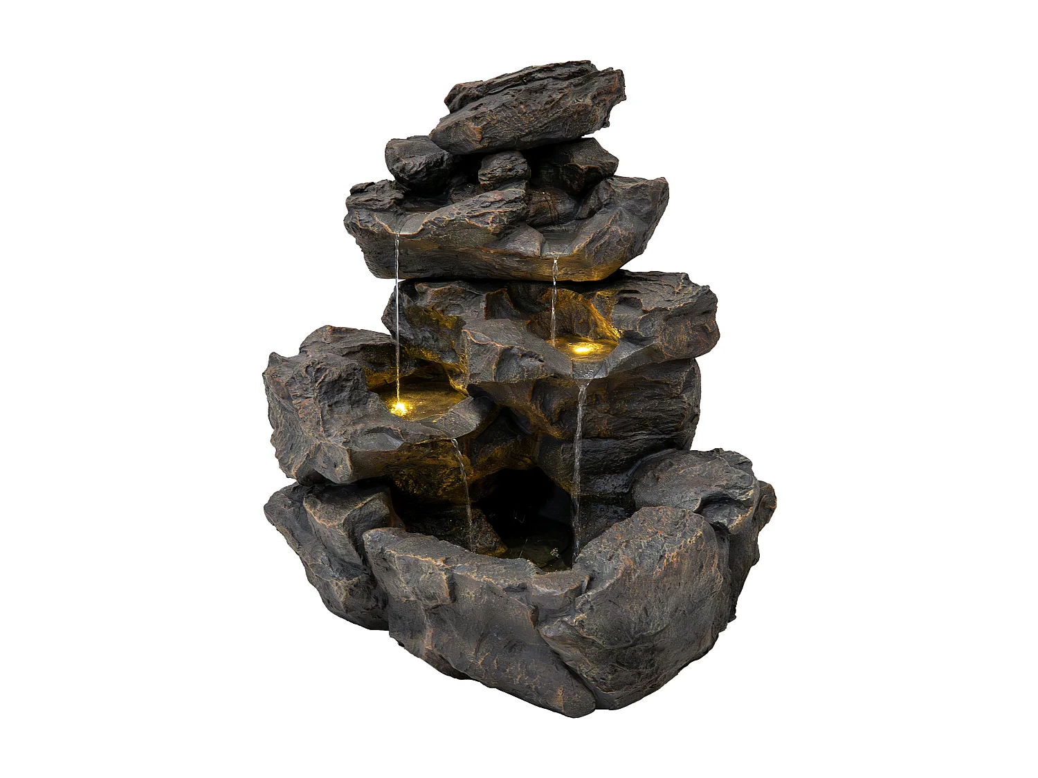 Fontaine de Jardin Cascade Électrique « Rustic Rapids » Extérieure LED Pompe