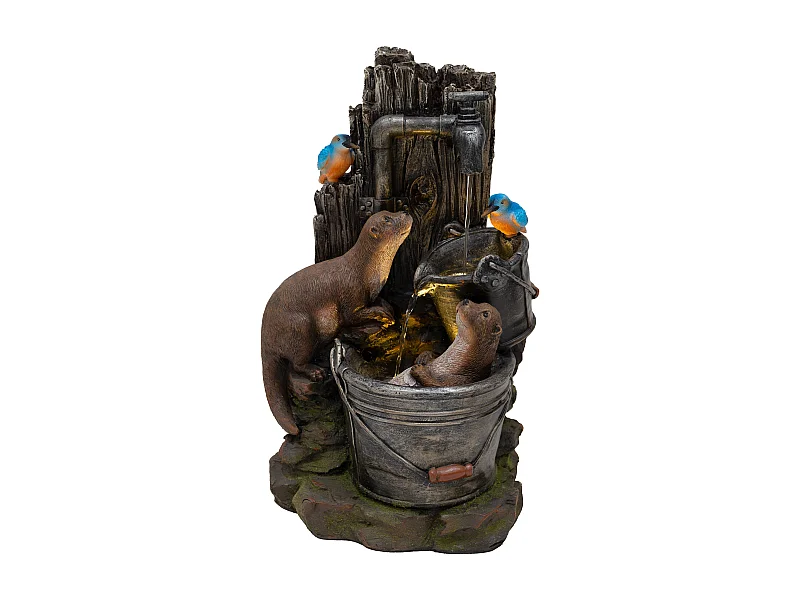 Fuente de Agua de Jardín  "Otter Oasis" con luz LED y cable de 7m