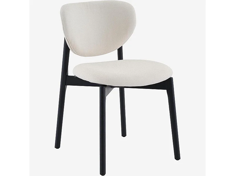 Habitat - Lot de 2 chaises en tissu texturé et chêne massif noir - Écru - Azma