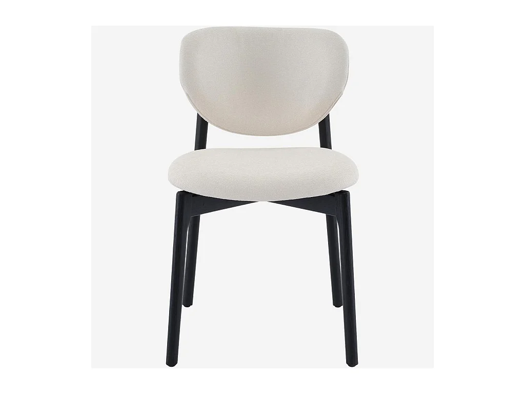 Habitat - Lot de 2 chaises en tissu texturé et chêne massif noir - Écru - Azma