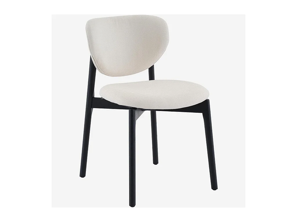 Habitat - Lot de 2 chaises en tissu texturé et chêne massif noir - Écru - Azma