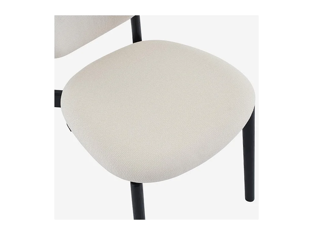 Habitat - Lot de 2 chaises en tissu texturé et chêne massif noir - Écru - Azma