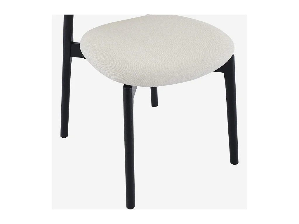 Habitat - Lot de 2 chaises en tissu texturé et chêne massif noir - Écru - Azma