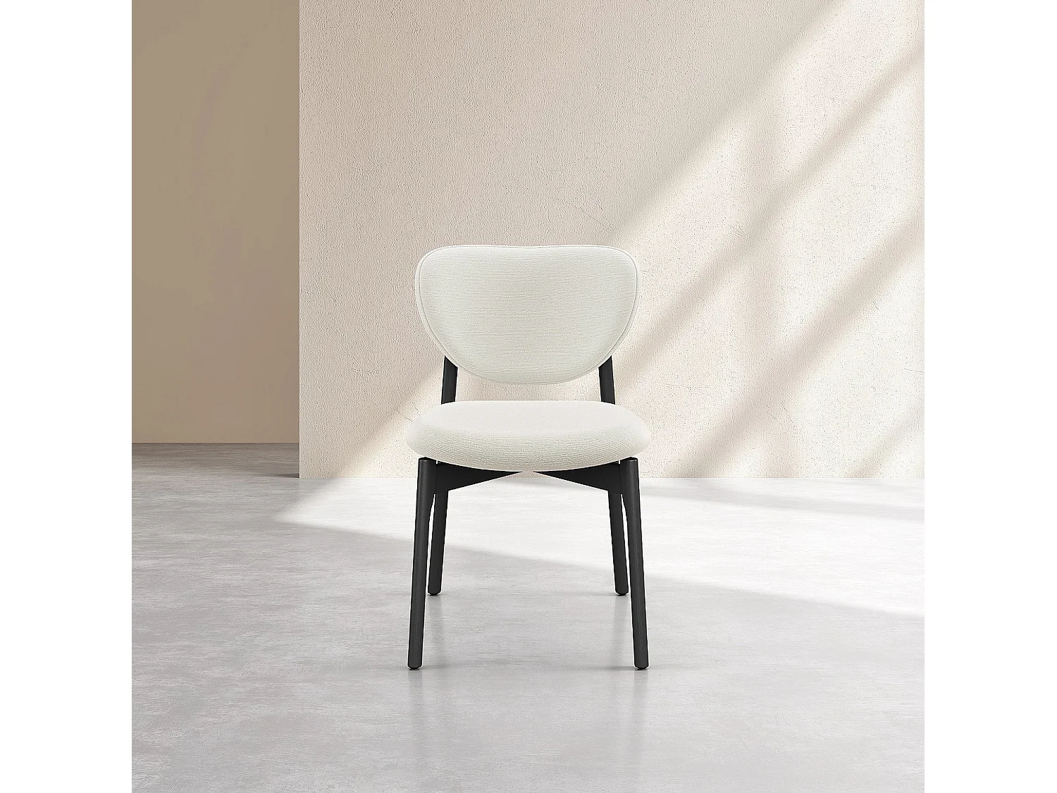 Lot de 2 chaises en tissu texturé et chêne massif noir - Écru