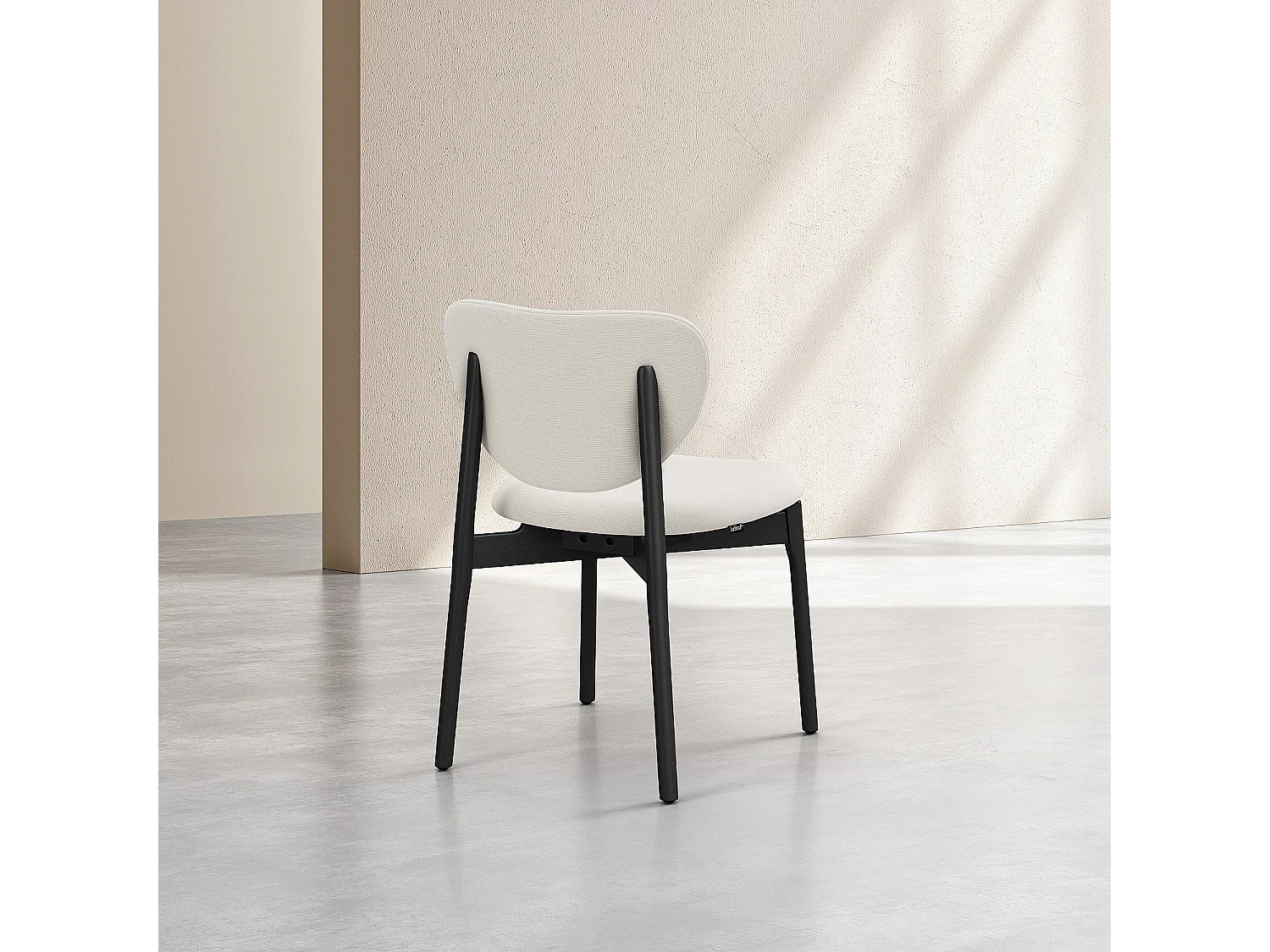 Lot de 2 chaises en tissu texturé et chêne massif noir - Écru