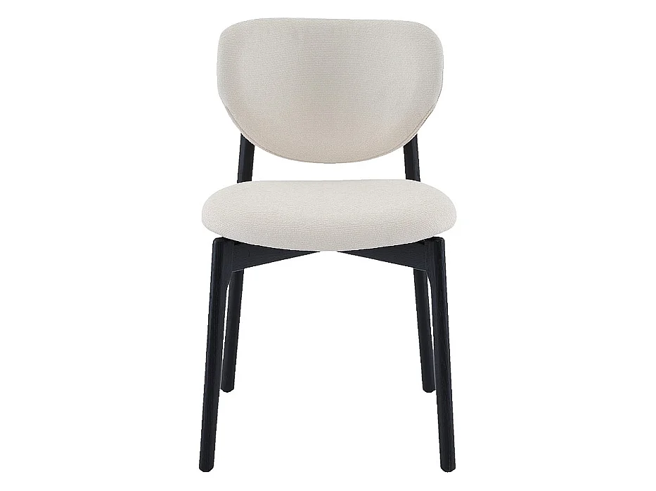 Habitat - Lot de 2 chaises en tissu texturé et chêne massif noir - Écru - Azma