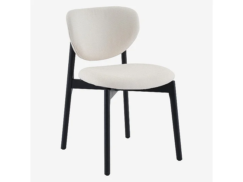 Habitat - Lot de 2 chaises en tissu texturé et chêne massif noir - Écru - Azma