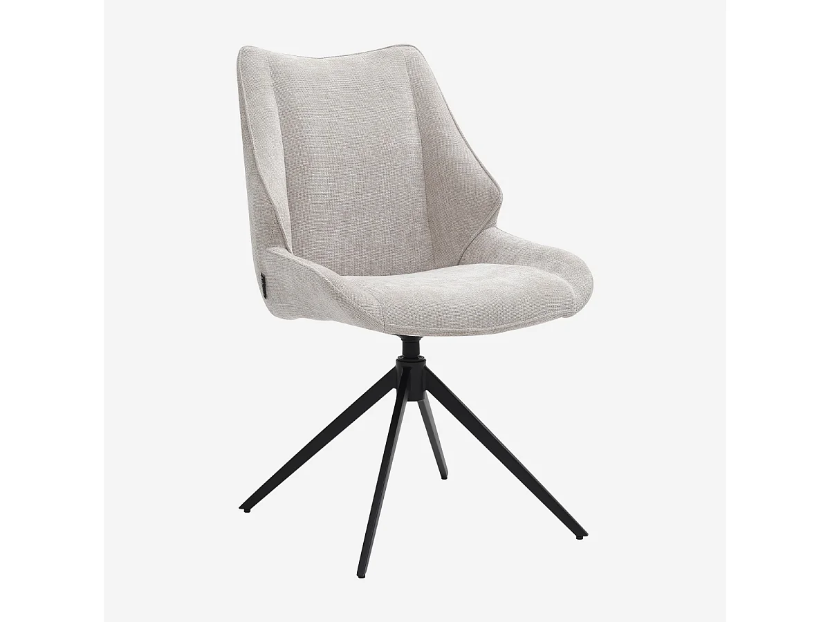 Habitat - Lot de 2 chaises pivotantes en tissu chenille et métal noir - Grège - Osta