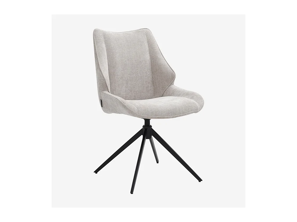 Habitat - Lot de 2 chaises pivotantes en tissu chenille et métal noir - Grège - Osta