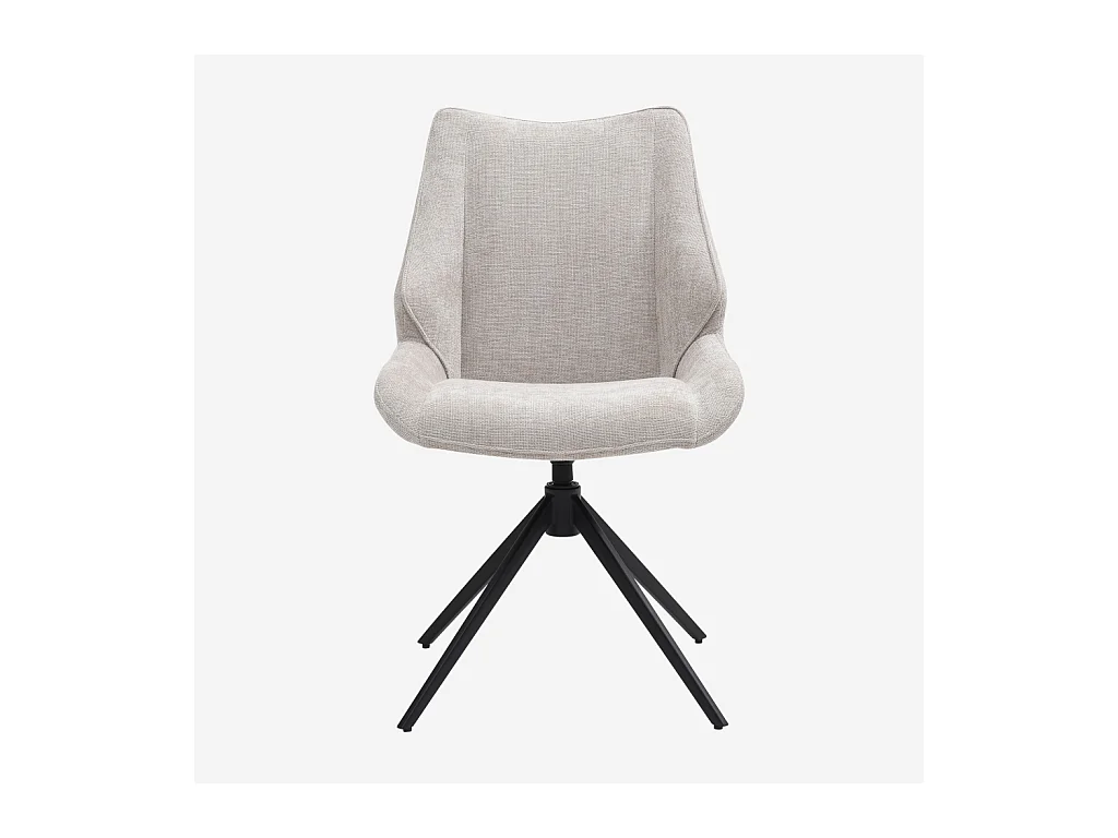 Habitat - Lot de 2 chaises pivotantes en tissu chenille et métal noir - Grège - Osta