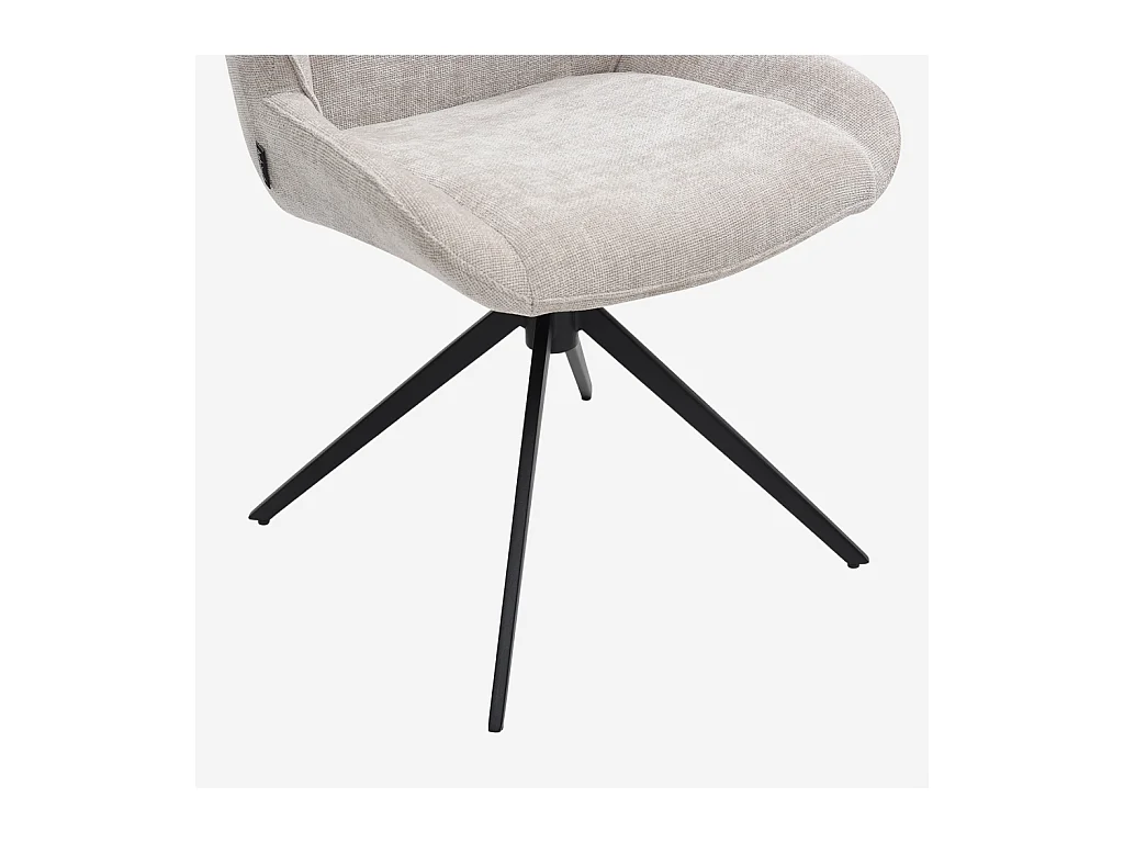 Habitat - Lot de 2 chaises pivotantes en tissu chenille et métal noir - Grège - Osta