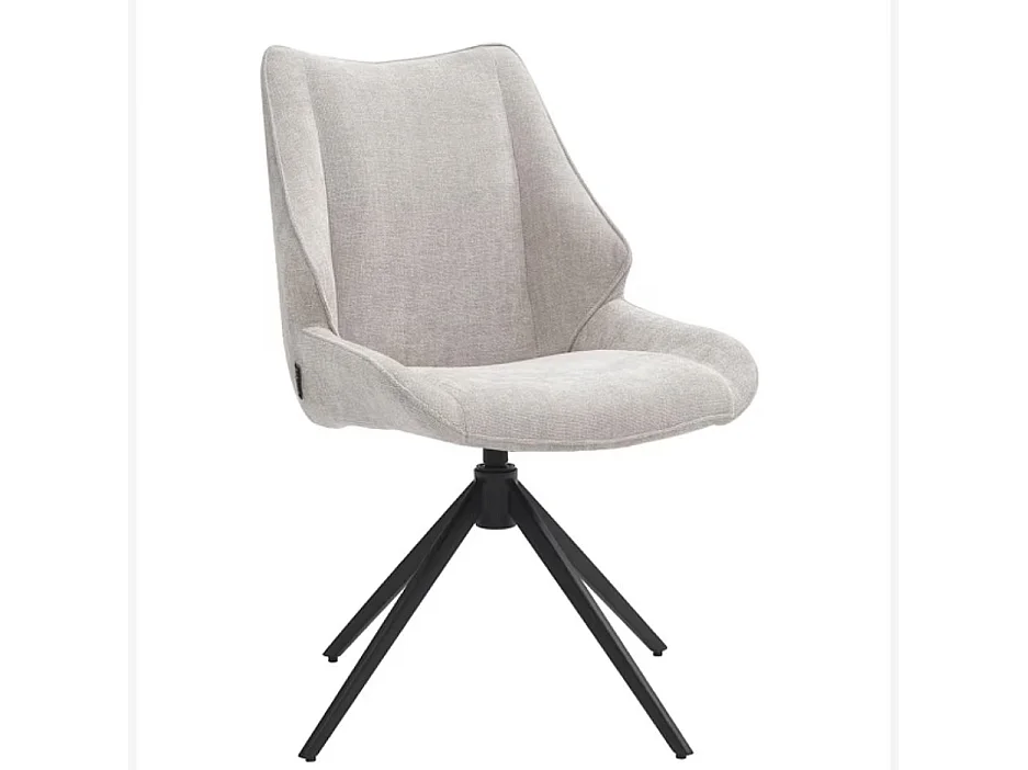 Lot de 2 chaises pivotantes en tissu chenille et métal noir - Grège