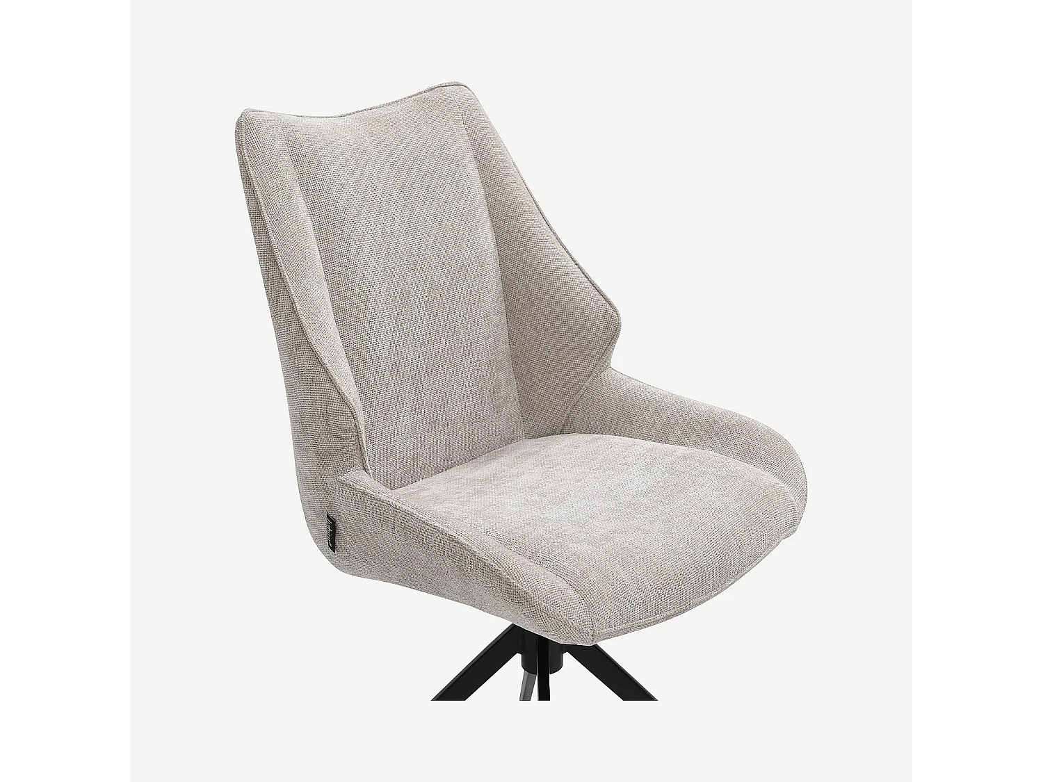 Lot de 2 chaises pivotantes en tissu chenille et métal noir - Grège