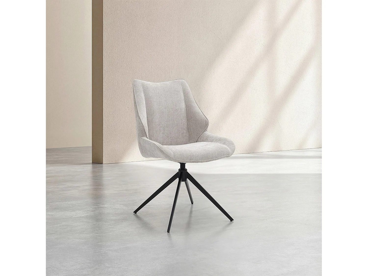 Lot de 2 chaises pivotantes en tissu chenille et métal noir - Grège