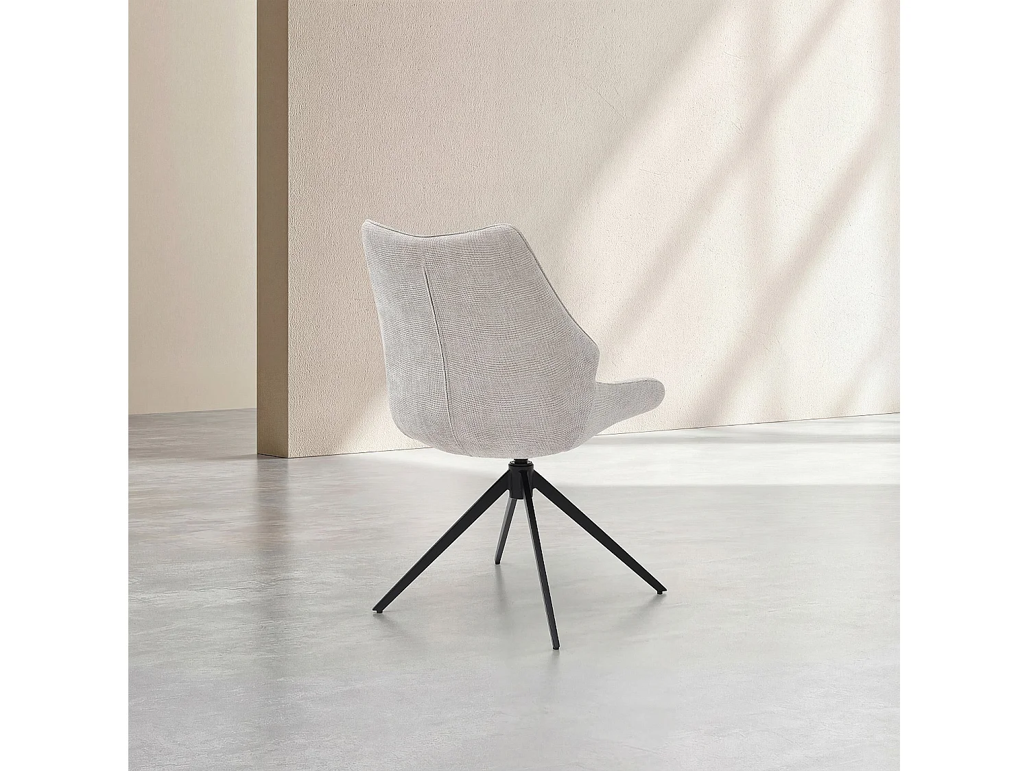 Lot de 2 chaises pivotantes en tissu chenille et métal noir - Grège