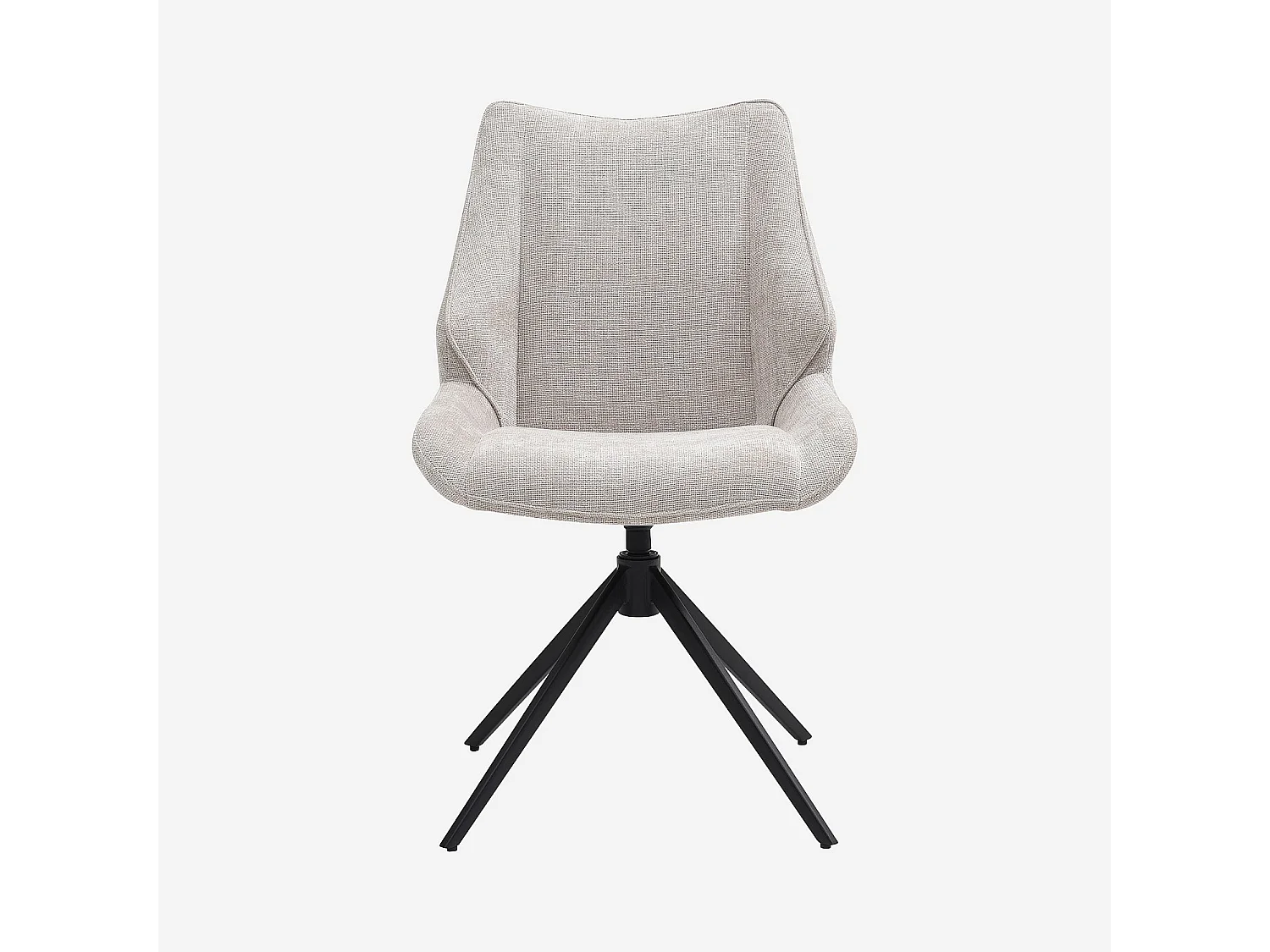 Lot de 2 chaises pivotantes en tissu chenille et métal noir - Grège