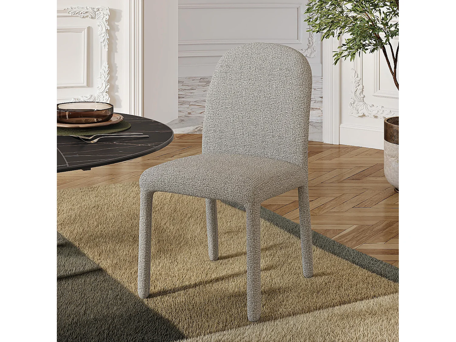 Lot de 2 chaises en tissu texturé - Gris clair