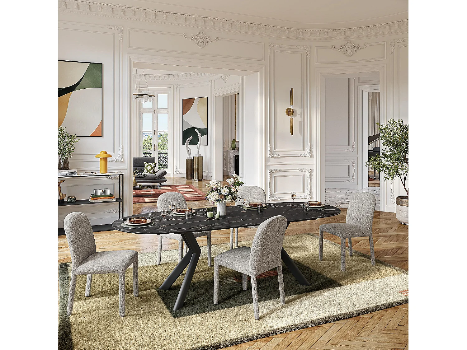 Lot de 2 chaises en tissu texturé - Gris clair